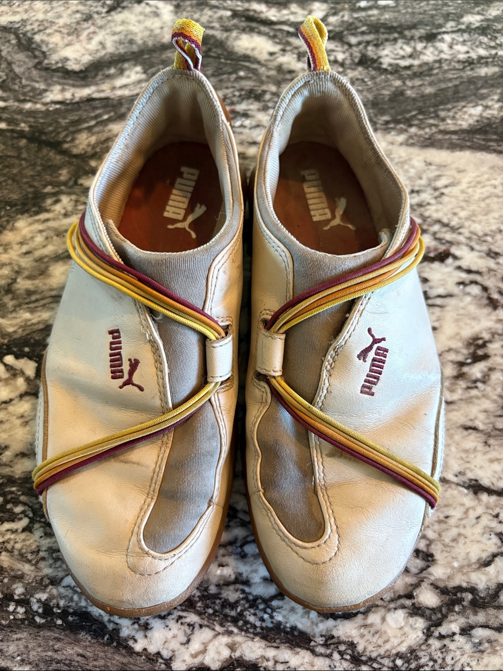 Puma Slip-On Sneakers with Yellow and Maroon Accents